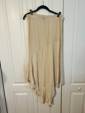 FP Beach Free People Asymmetrical Maxi Skirt Large Cream 100% Cotton